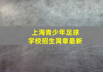 上海青少年足球学校招生简章最新