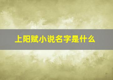 上阳赋小说名字是什么