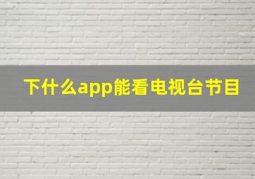 下什么app能看电视台节目