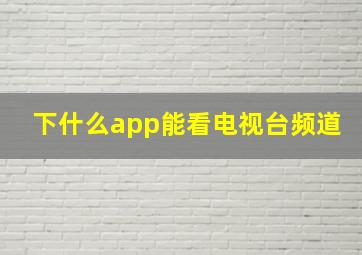 下什么app能看电视台频道