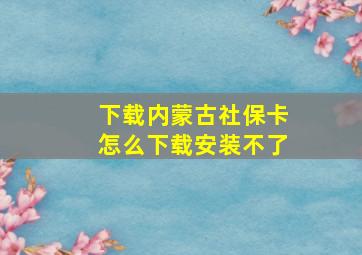 下载内蒙古社保卡怎么下载安装不了