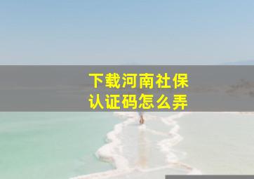 下载河南社保认证码怎么弄