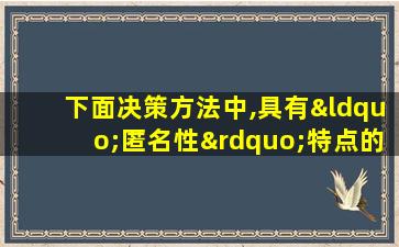 下面决策方法中,具有“匿名性”特点的是