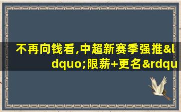 不再向钱看,中超新赛季强推“限薪+更名”