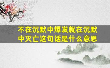 不在沉默中爆发就在沉默中灭亡这句话是什么意思