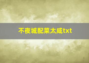 不夜城配菜太咸txt