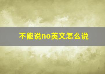 不能说no英文怎么说