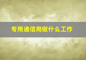 专用通信局做什么工作