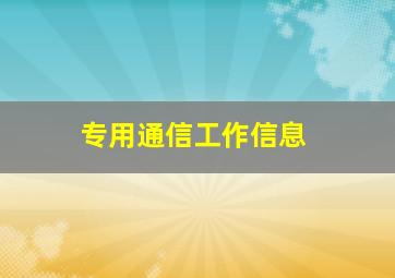 专用通信工作信息