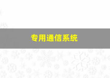 专用通信系统