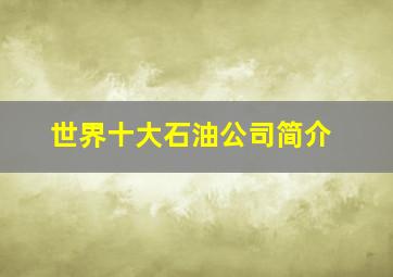 世界十大石油公司简介