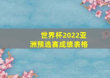 世界杯2022亚洲预选赛成绩表格