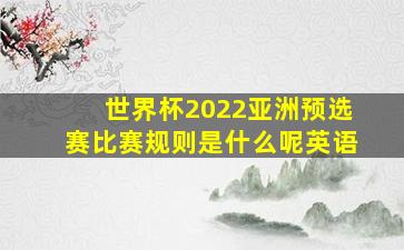 世界杯2022亚洲预选赛比赛规则是什么呢英语