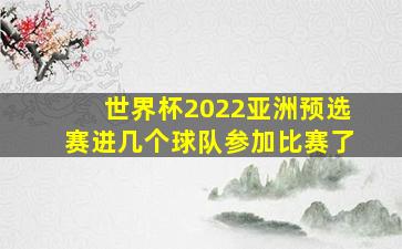 世界杯2022亚洲预选赛进几个球队参加比赛了