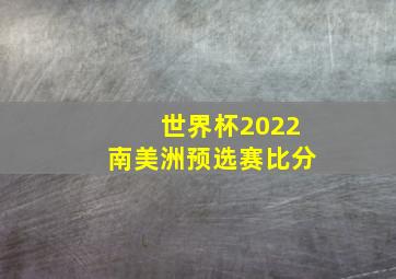 世界杯2022南美洲预选赛比分