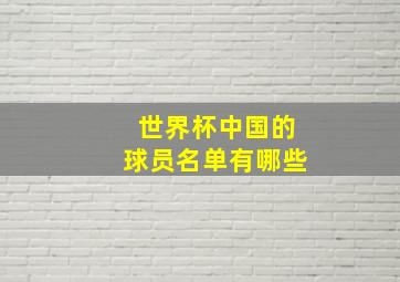 世界杯中国的球员名单有哪些