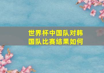 世界杯中国队对韩国队比赛结果如何