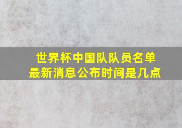 世界杯中国队队员名单最新消息公布时间是几点