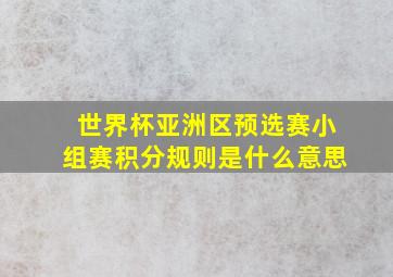 世界杯亚洲区预选赛小组赛积分规则是什么意思