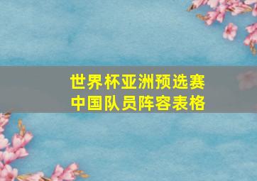 世界杯亚洲预选赛中国队员阵容表格