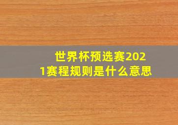 世界杯预选赛2021赛程规则是什么意思