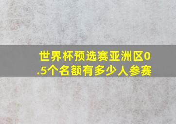 世界杯预选赛亚洲区0.5个名额有多少人参赛