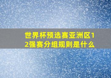 世界杯预选赛亚洲区12强赛分组规则是什么