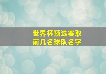 世界杯预选赛取前几名球队名字