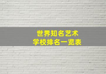 世界知名艺术学校排名一览表