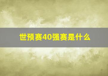 世预赛40强赛是什么