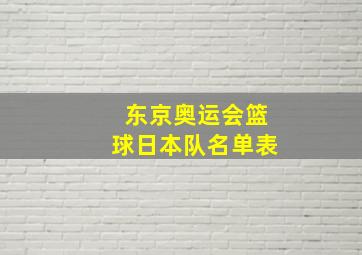 东京奥运会篮球日本队名单表