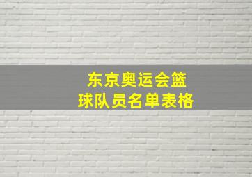 东京奥运会篮球队员名单表格