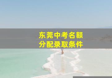 东莞中考名额分配录取条件