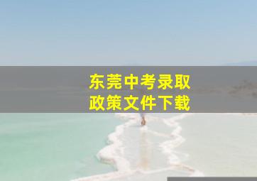 东莞中考录取政策文件下载