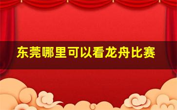 东莞哪里可以看龙舟比赛