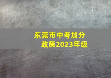 东莞市中考加分政策2023年级