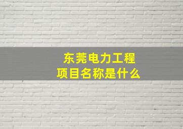 东莞电力工程项目名称是什么