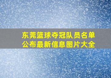 东莞篮球夺冠队员名单公布最新信息图片大全