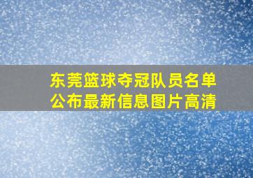 东莞篮球夺冠队员名单公布最新信息图片高清