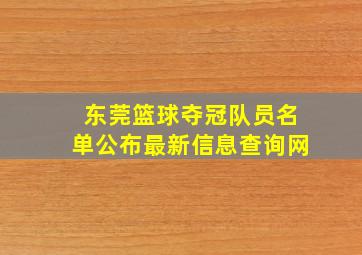 东莞篮球夺冠队员名单公布最新信息查询网