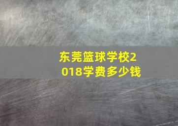 东莞篮球学校2018学费多少钱