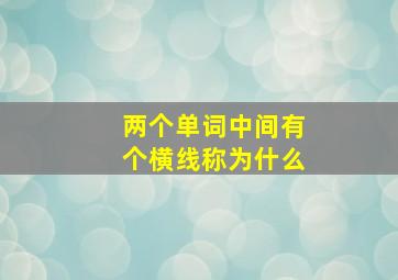 两个单词中间有个横线称为什么