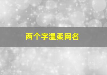 两个字温柔网名