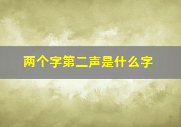 两个字第二声是什么字