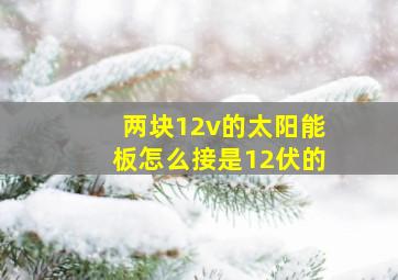 两块12v的太阳能板怎么接是12伏的