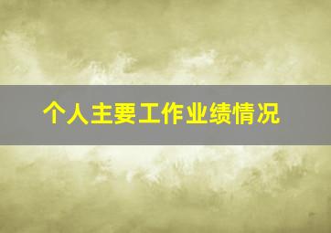 个人主要工作业绩情况