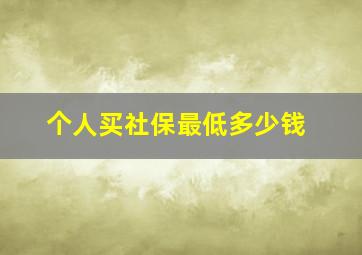 个人买社保最低多少钱