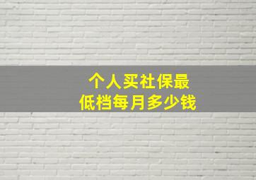 个人买社保最低档每月多少钱