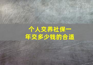 个人交养社保一年交多少钱的合适