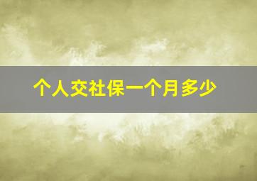 个人交社保一个月多少